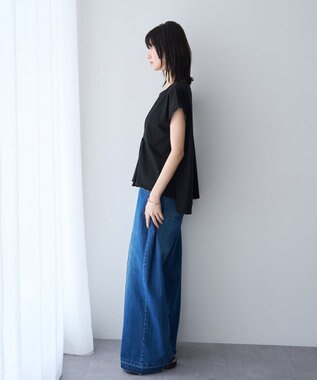 YECCA VECCA ピン付きドレープカットソー Black