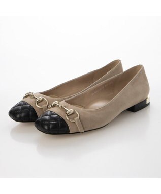 MODE ET JACOMO <MODE ET JACOMO>スクエアビットフラットパンプス ベージュコンビ