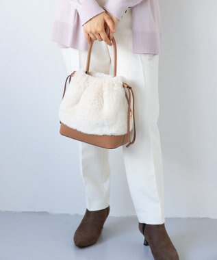 組曲 ファーバケットコンビ バッグ アイボリー系