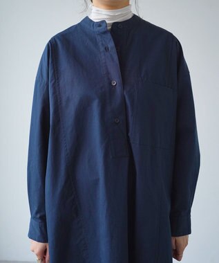 WHITE MAILS COTTON PAPER DUMP BAND COLLAR OVERSIZED シャツドレス コン