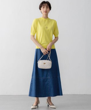 23区 【Oggi5月号掲載/洗える】プレミアムビオコットン 半袖 ニット イエロー系