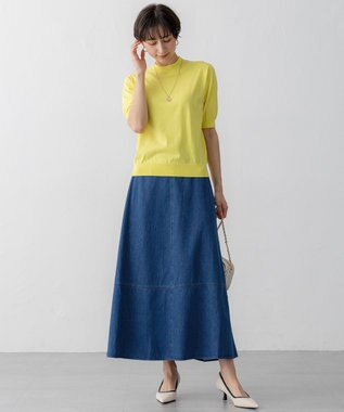 23区 【Oggi5月号掲載/洗える】プレミアムビオコットン 半袖 ニット イエロー系