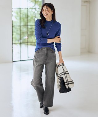 ANY L 【6色展開】フリルネックニット [WEB限定]ブルー