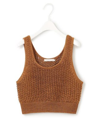 ICB L 【洗える】 シャインポリエステルクロッシェ ニットベスト ラセットブラウン系