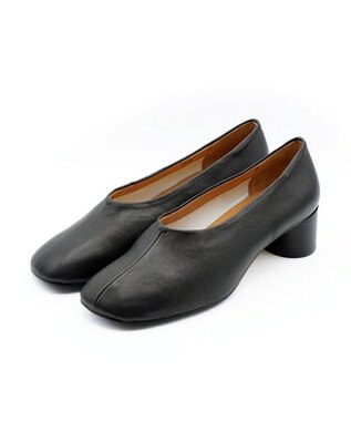 APOM オブリークトゥローヒールパンプス40 ブラック