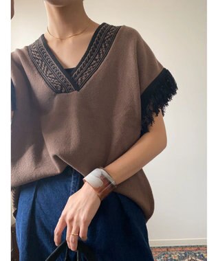 Green Parks フリンジベスト Brown