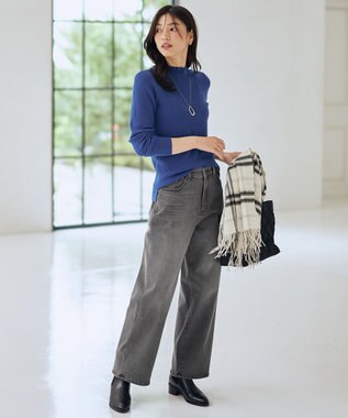 ANY L 【6色展開】フリルネックニット [WEB限定]ブルー