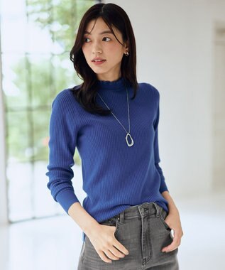 ANY L 【6色展開】フリルネックニット [WEB限定]ブルー