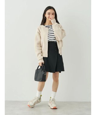 earth music&ecology レースプリントボーダープルオーバー Border Navy