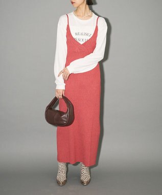 Green Parks レース編み風ビスチェキャミワンピース Red