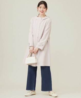 ANY SIS S 【洗える】フーデットロング アウター ライトグレー