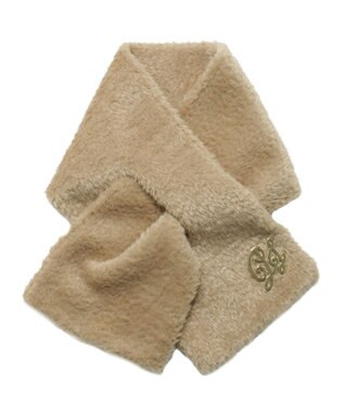 MOONBAT PAUL & JOE ACCESSOIRES フェイクファーブローチマフラー ベージュ