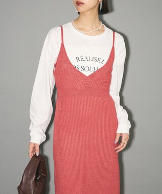 Green Parks レース編み風ビスチェキャミワンピース Red