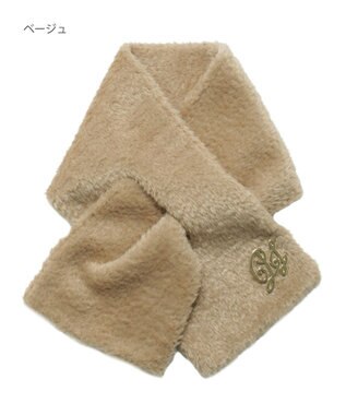 MOONBAT PAUL & JOE ACCESSOIRES フェイクファーブローチマフラー ベージュ