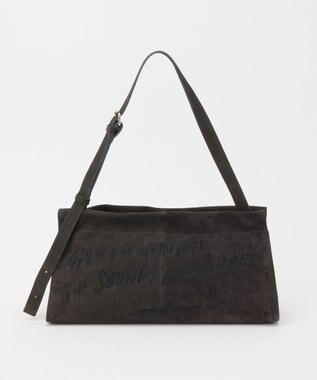 russet ステンシルデザインスエード横長ショルダーバッグ(CE-1640) Gray