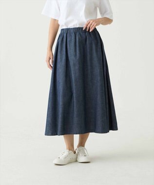 caqu gather skirt ゆったりシルエットデニムスカート rinse
