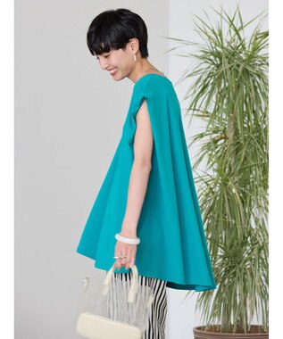 AMERICAN HOLIC 接触冷感フレンチスリーブカットチュニック Turquoise Blue