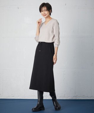 J.PRESS LADIES 【洗える】デュアルウォームポンチ スカート ブラック系