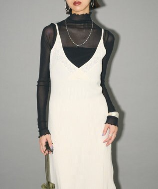 Green Parks レース編み風ビスチェキャミワンピース Off White