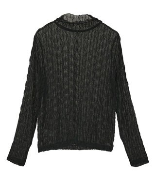 earth music&ecology ハイネックシアーうねうねプルオーバー Black