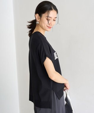 UNFILO スゴ機能美 ロゴフレンチスリーブ ニット ブラック