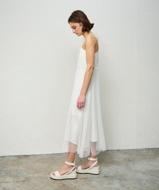 GRACE CONTINENTAL メッシュコンビキャミワンピース ホワイト