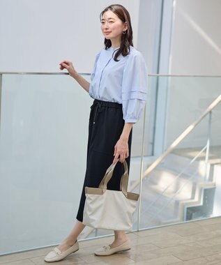 ANY 【接触冷感/UVカット/抗菌防臭/速乾】エニィファンクションタックスリーブブラウス ライトブルー