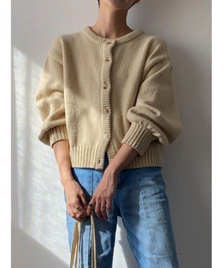 Green Parks クルーネックカーディガン Beige