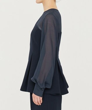 uncrave 【防シワ・洗濯機洗い可】ウォッシャブルダブルクロス ビスチェ ブラウス ネイビー