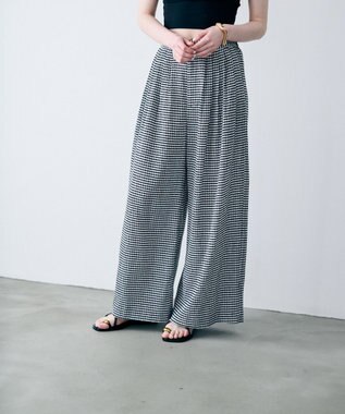 uncrave ギンガムチェック ワイドパンツ ブラック×ホワイト
