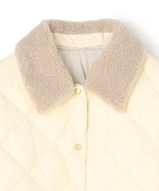 UNFILO L 【自宅で洗濯OK / ファー襟取り外し可能】TAIONコラボ ボア襟 リバーシブルダウン アイボリー