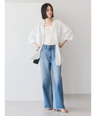 AMERICAN HOLIC 接触冷感＋ＵＶカットＷポケットＢＩＧシャツチュニック Stripe Ivory