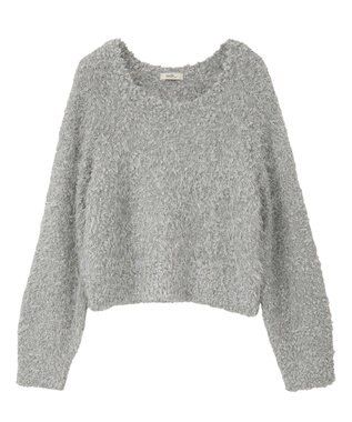 earth music&ecology ポンポンヤーンラメニットプルオーバー Grayish Blue