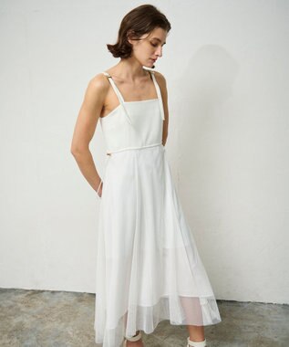 GRACE CONTINENTAL メッシュコンビキャミワンピース ホワイト