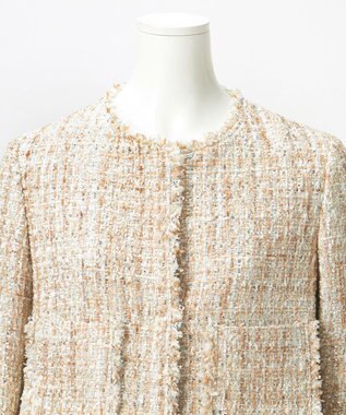 23区 【GOLD LABEL】スパングルMIXツイード ショートジャケット ベージュ