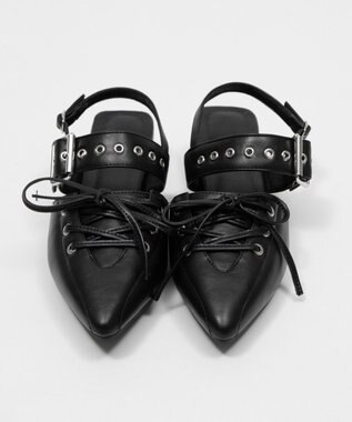 WEGO レースアップポインテッドシューズ ブラック