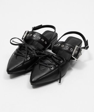 WEGO レースアップポインテッドシューズ ブラック