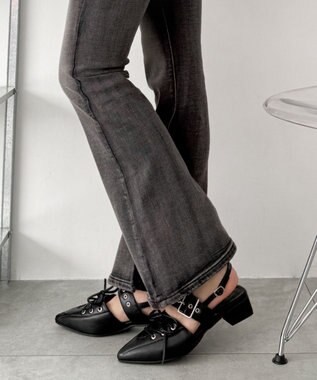 WEGO レースアップポインテッドシューズ ブラック