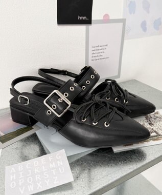 WEGO レースアップポインテッドシューズ ブラック