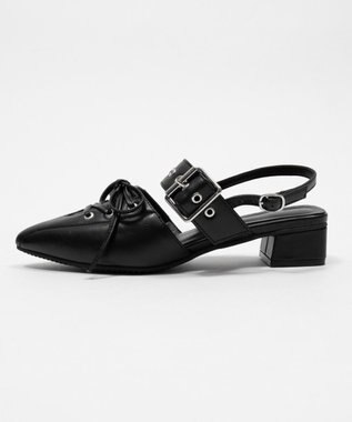 WEGO レースアップポインテッドシューズ ブラック