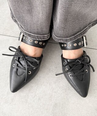 WEGO レースアップポインテッドシューズ ブラック