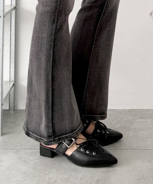 WEGO レースアップポインテッドシューズ ブラック