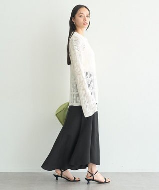 earth music&ecology メッシュレース襟付きカーディガン Off White