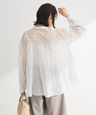 Green Parks フレアラインスキッパーブラウス Stripe