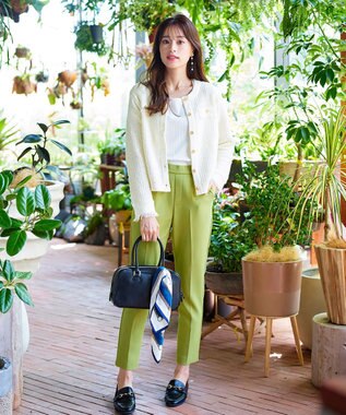 Tiaclasse 【洗える】ツイードニットカーディガン オフホワイト