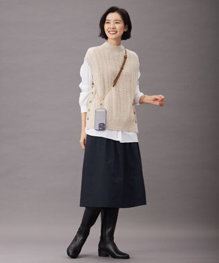 J.PRESS LADIES 【WEB限定・長さ調節可能】レザー スマホ ストラップ ブラウン系