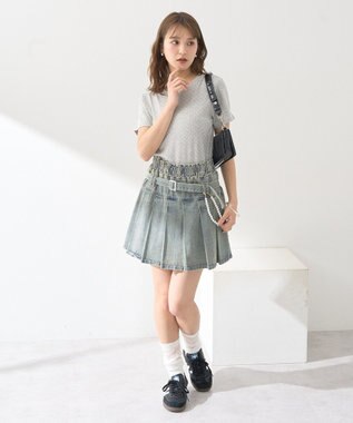 earth music&ecology ドットプリントＴシャツ Brown