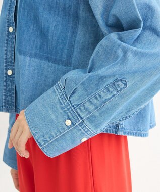 Green Parks ショート丈デニムシャツ Light Indigo
