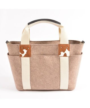 LA BAGAGERIE フェルト×カウヘアートート ベージュ