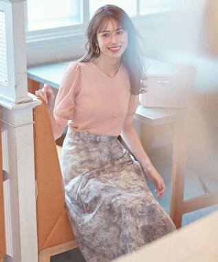 ANY SIS L 【洗える】シアースリーブコンビ ニット シェルピンク